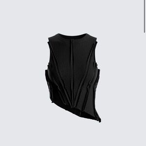 Finesse Iva Black Ribbed Cropped Top NWT